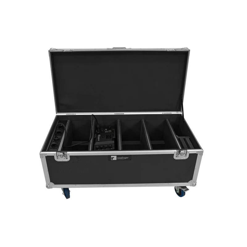 ROADINGER Flightcase 4x AKKU Multiflood IP 18x10W RGBW Wash CRMX con funzione di ricarica