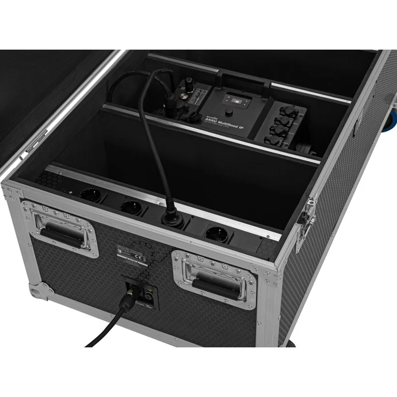 ROADINGER Flightcase 4x AKKU Multiflood IP 18x10W RGBW Wash CRMX con funzione di ricarica