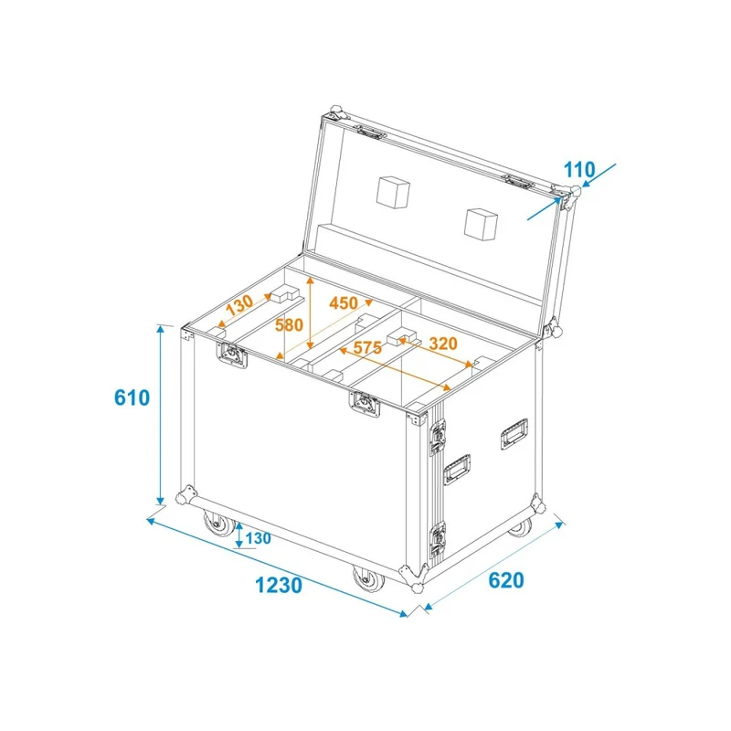 ROADINGER Flightcase 2x DMH-640 con ruote