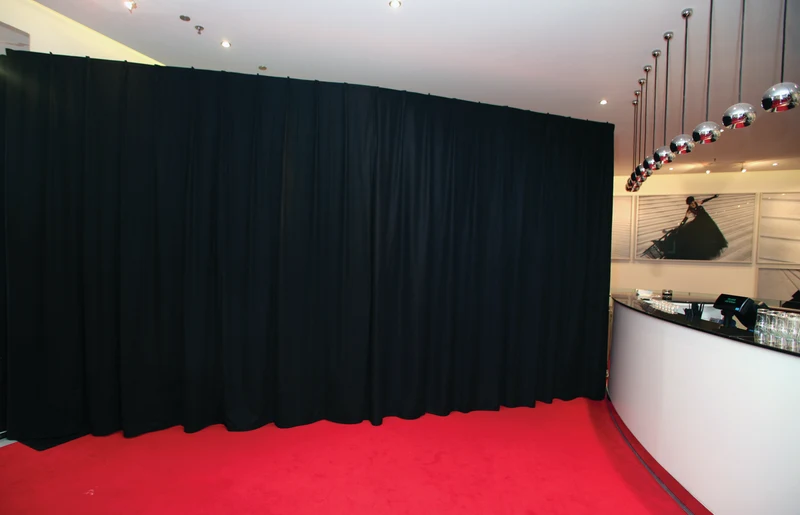 WENTEX P&D Curtain MGS 5.1 oz/yd² (USA) Black - 11' x 10' (W x H) - pleated Colore nero - 11' x 10' (L x H) - plissettato