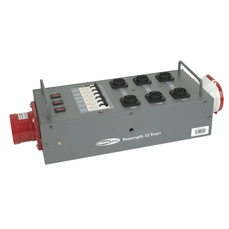 SHOWGEAR Power Split 32 True CEE 32 A 6x Power Pro True - 1x CEE 32 A 5P Powersplit con fusibile - CEE a ProPower True1