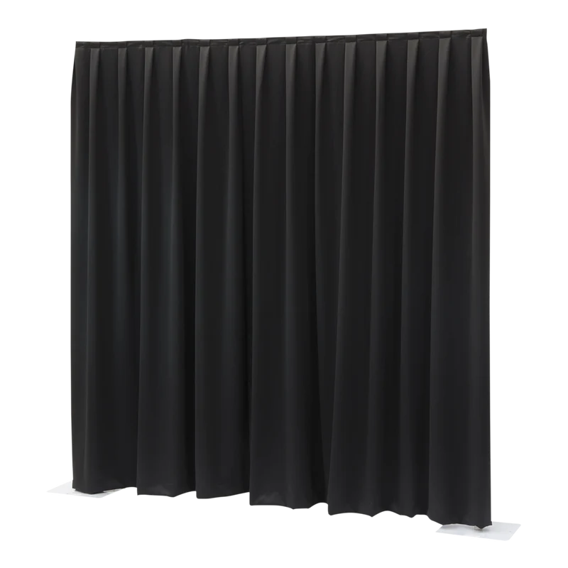 WENTEX P&D Curtain Molton 300 g/m² Black - 400 x 400 cm (W x H) - pleated Colore nero - 400 x 400 cm (L x A) - plissettato