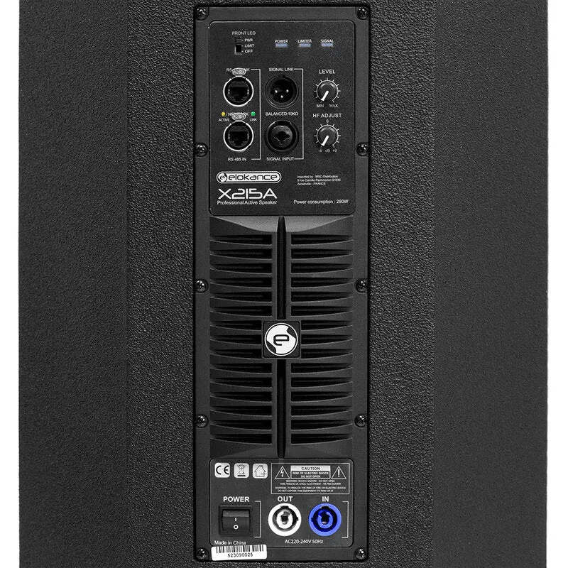 Elokance X215A 1800 W RMS professional active PA loudspeaker, 2 x 15" woofers, 1 x 1.4" tweeter, DSP