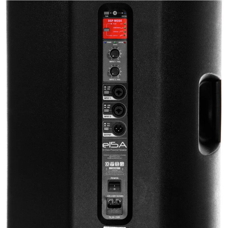 Elokance e15A 1600 W high-end professional active 2- way PA loudspeaker with 15" woofer, DSP