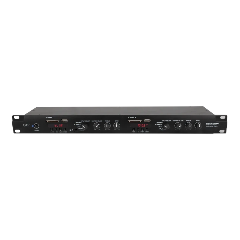 Dap MP-220BT Media Player with BT Lettore multimediale doppio 1U con radio FM, lettore USB/scheda SD, BT 4.2 e interfaccia microfono cercapersone