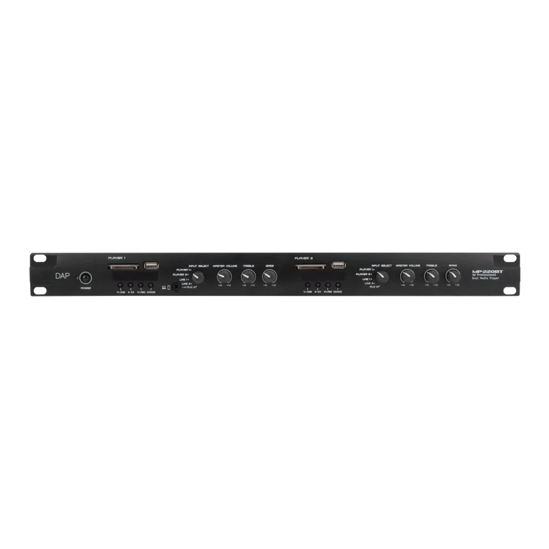 Dap MP-220BT Media Player with BT Lettore multimediale doppio 1U con radio FM, lettore USB/scheda SD, BT 4.2 e interfaccia microfono cercapersone