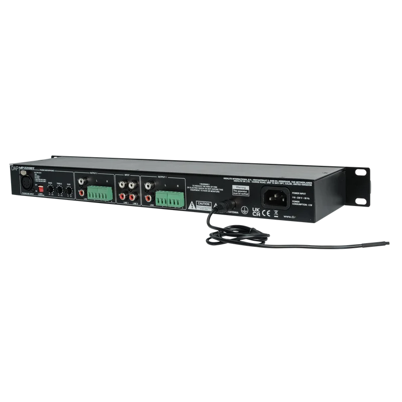 Dap MP-220BT Media Player with BT Lettore multimediale doppio 1U con radio FM, lettore USB/scheda SD, BT 4.2 e interfaccia microfono cercapersone