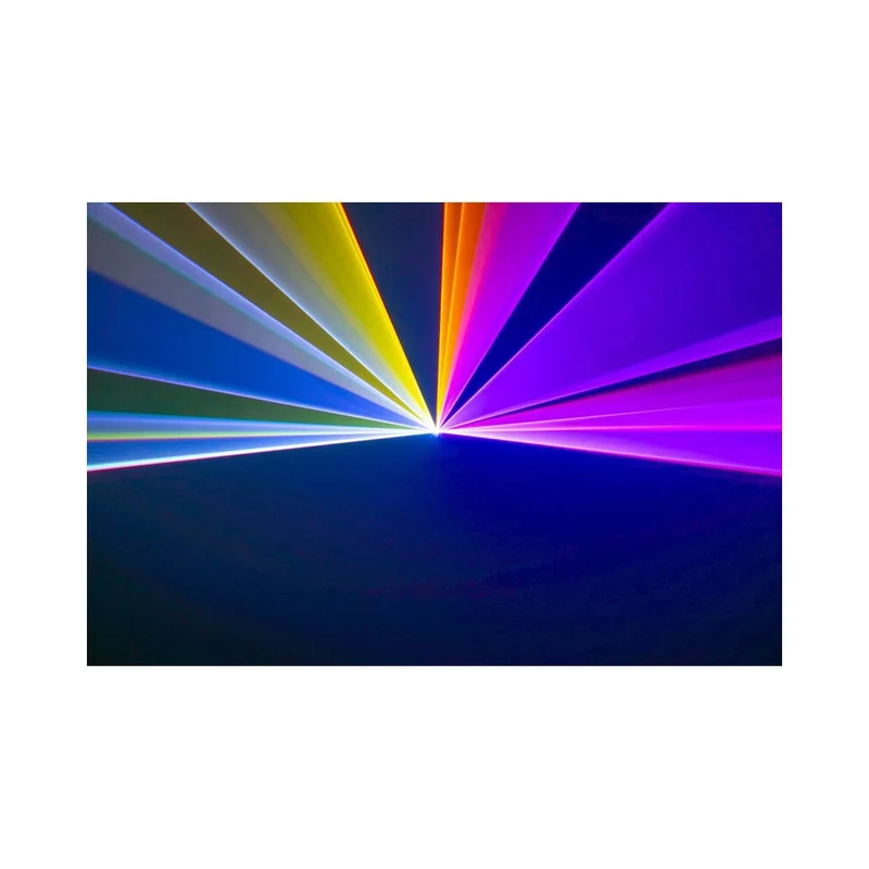 Laserworld 3000 mW compact RGB diode laser, built-in 3500 mAh battery, beam specs of approx. 5.5 mm / 1.1 mrad, 30 kpps @ 8°