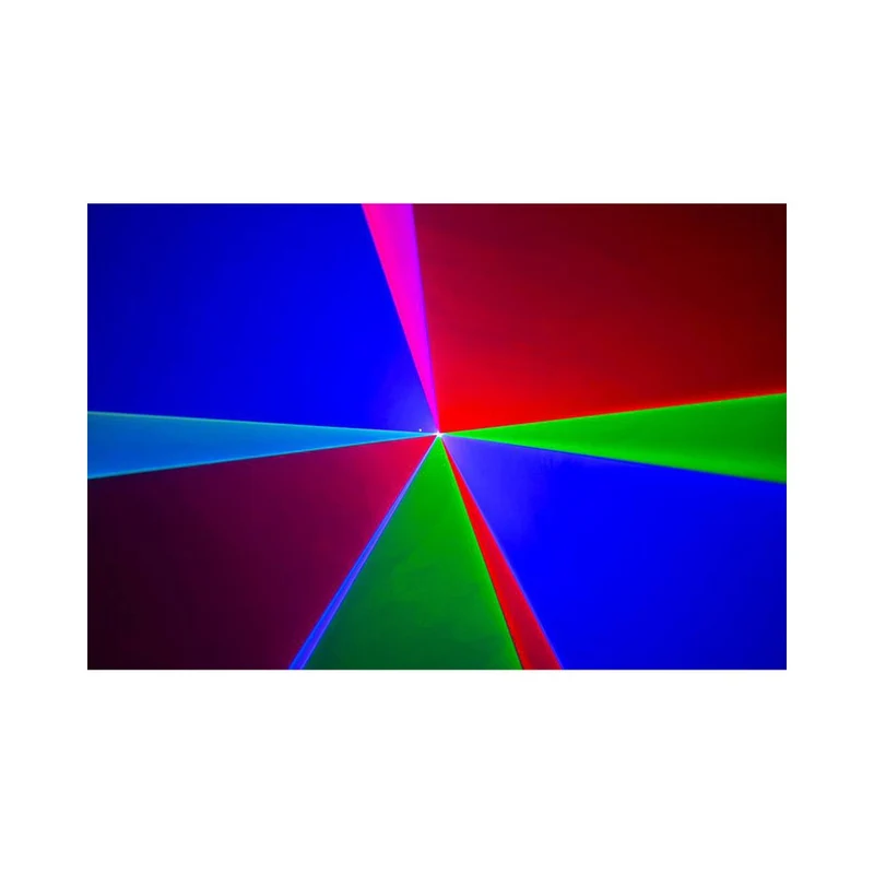 Laserworld 3000 mW compact RGB diode laser, built-in 3500 mAh battery, beam specs of approx. 5.5 mm / 1.1 mrad, 30 kpps @ 8°