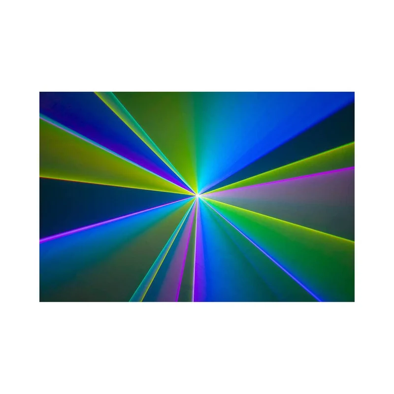 Laserworld 3000 mW compact RGB diode laser, built-in 3500 mAh battery, beam specs of approx. 5.5 mm / 1.1 mrad, 30 kpps @ 8°