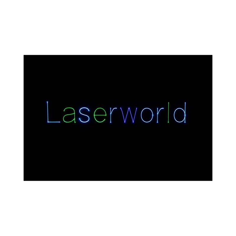 Laserworld 3000 mW compact RGB diode laser, built-in 3500 mAh battery, beam specs of approx. 5.5 mm / 1.1 mrad, 30 kpps @ 8°