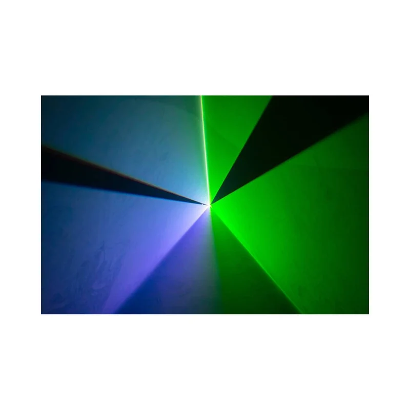 Laserworld 1500 mW compact RGB diode laser, built-in 3500 mAh battery, beam specs of approx. 5.5 mm / 1.1 mrad, 25 kpps @ 8°