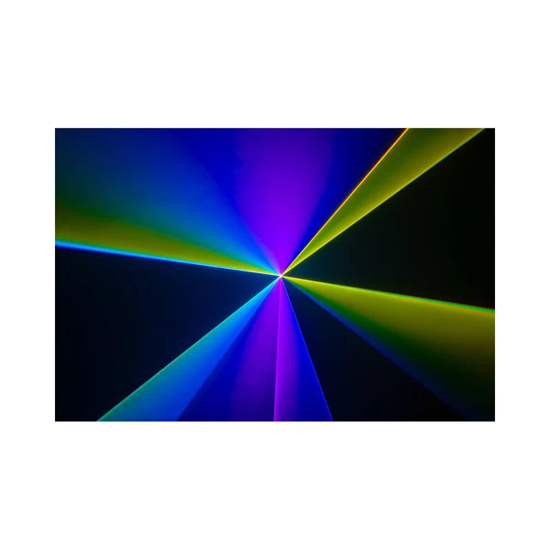 Laserworld 1500 mW compact RGB diode laser, built-in 3500 mAh battery, beam specs of approx. 5.5 mm / 1.1 mrad, 25 kpps @ 8°