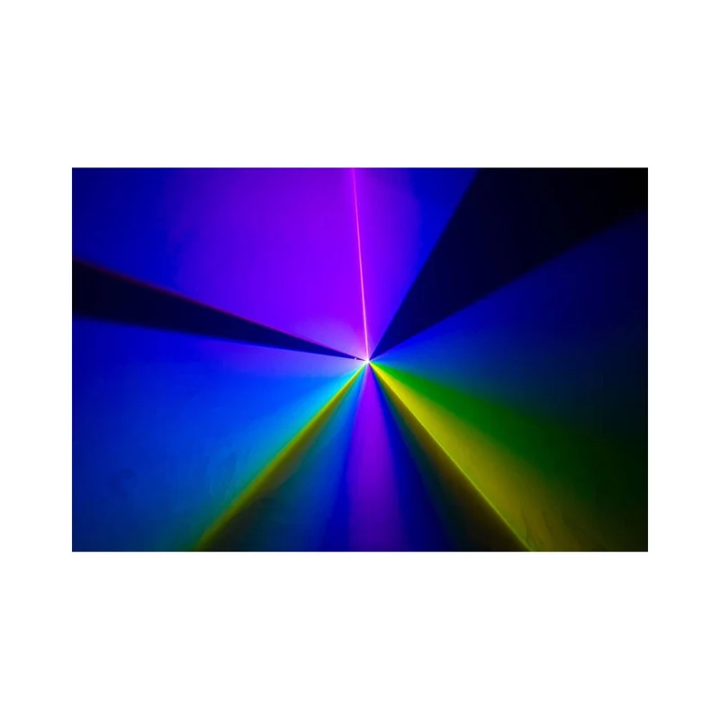 Laserworld 1500 mW compact RGB diode laser, built-in 3500 mAh battery, beam specs of approx. 5.5 mm / 1.1 mrad, 25 kpps @ 8°
