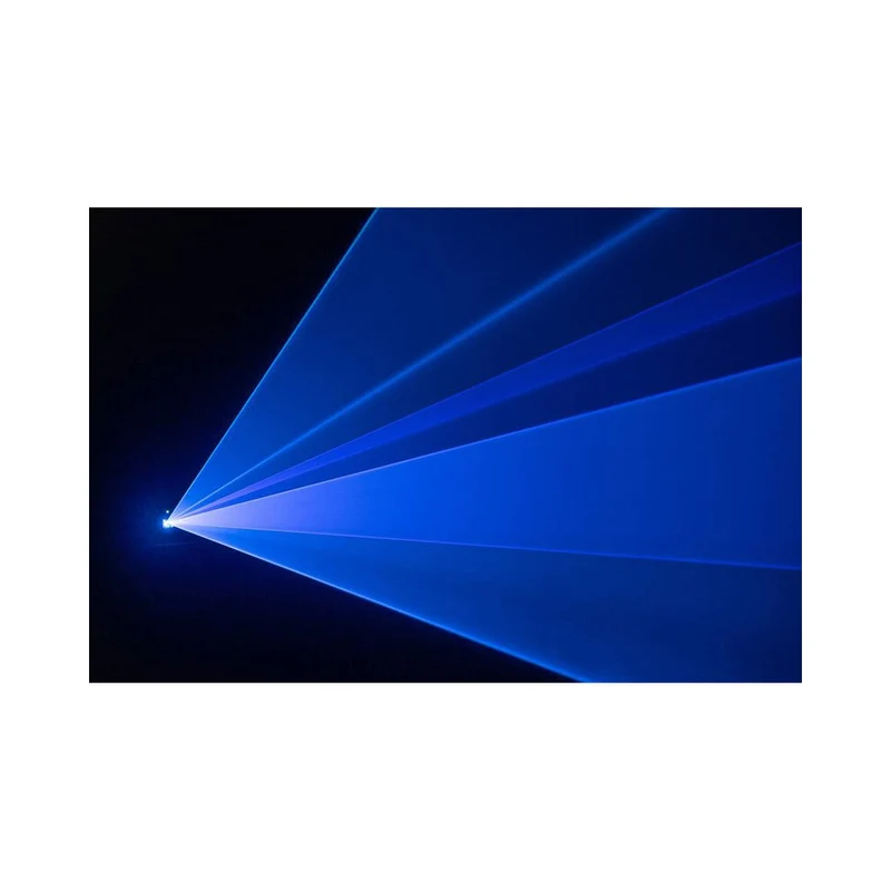 Laserworld 1000 mW compact RGB diode laser, beam specs of approx. 3 mm / 1 mrad, 25 kpps @ 8° scanners, ILDA / DMX / App co