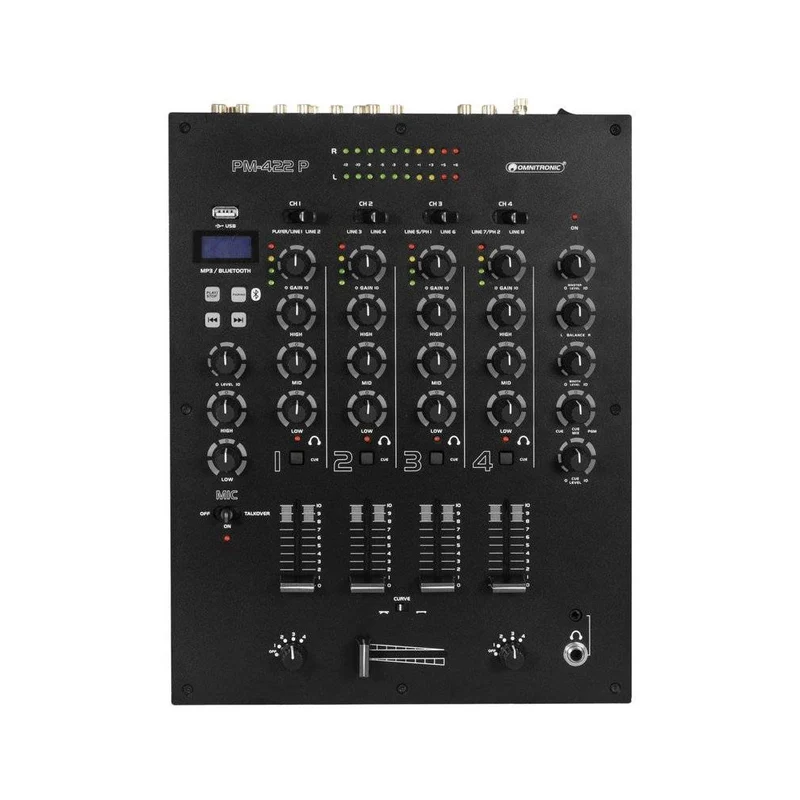 OMNITRONIC PM-422P Mixer Dj 4 Canali con Bluetooth e Usb