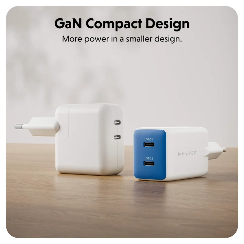 Chargeur mural HyperJuice Flex 45 W GaN - Bleu (UE)