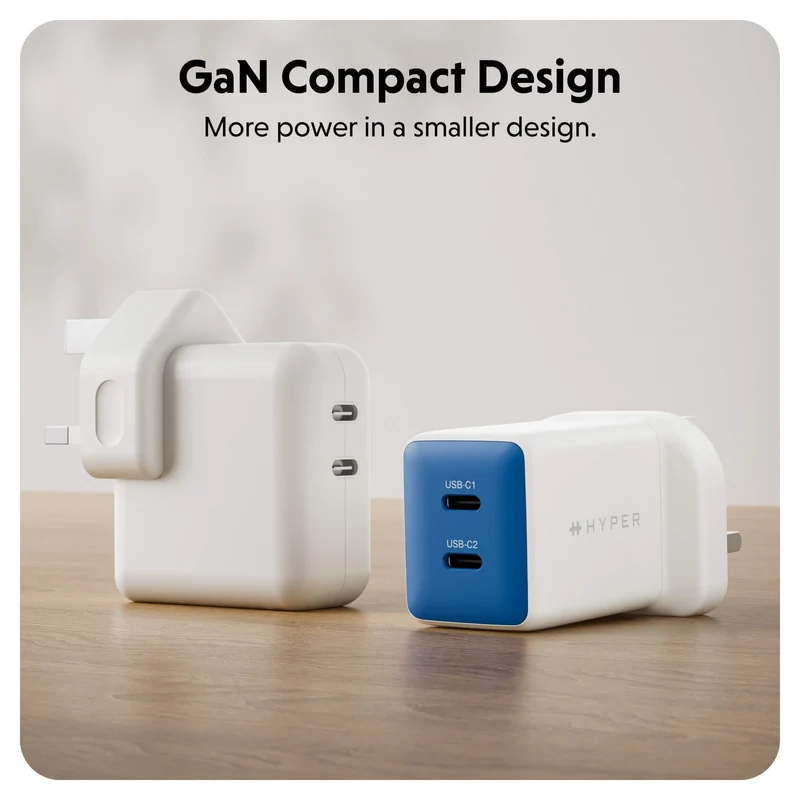 Chargeur mural HyperJuice Flex 45 W GaN - Bleu (Royaume-Uni)