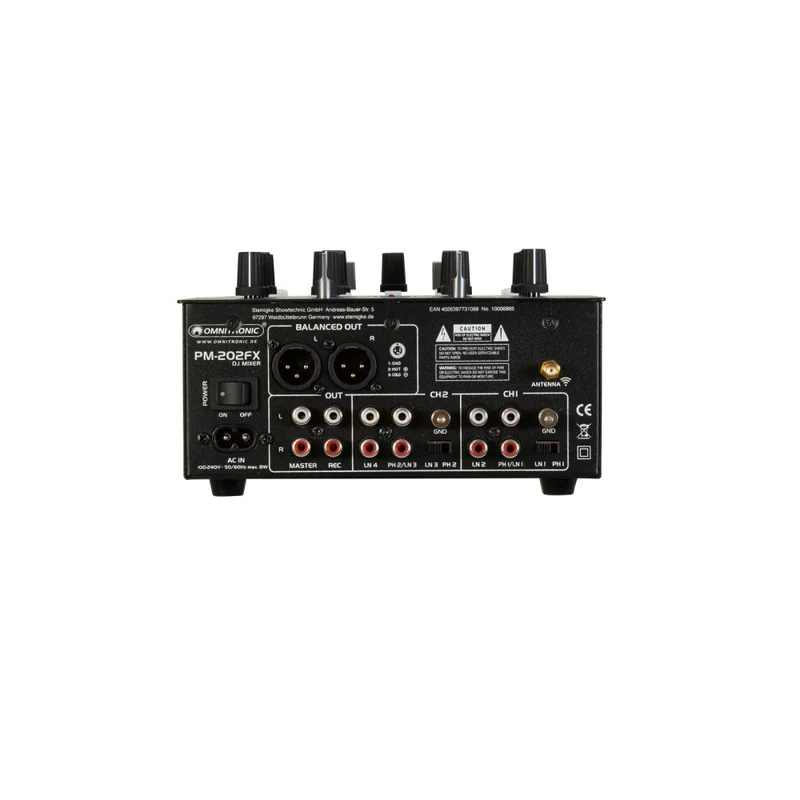 OMNITRONIC PM-202FX 2-Channel DJ Mixer con Filter, FX e Bluetooth