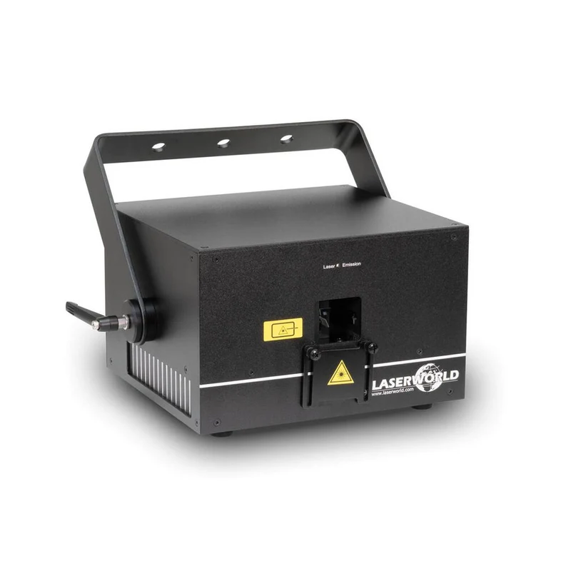 Laserworld 5800 mW compact RGB laser, analog modulation, 30 kpps scanners, ILDA / DMX control, 130 built‑in patterns
