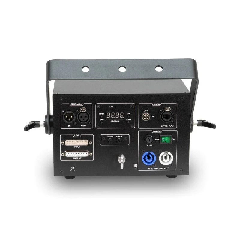 Laserworld 5800 mW compact RGB laser, analog modulation, 30 kpps scanners, ILDA / DMX control, 130 built‑in patterns