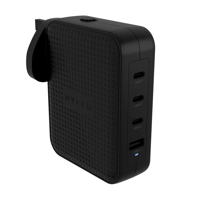 Chargeur de voyage HyperJuice® 145 W USB-C GaN testé pour la sécurité avec 4 ports - Noir