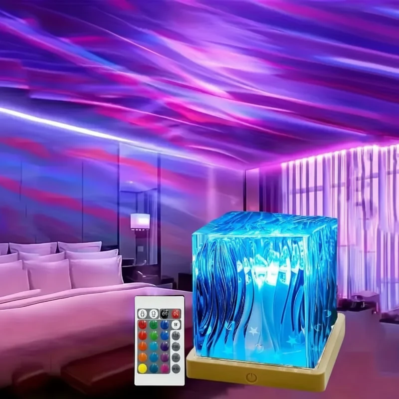 RGB Aurora Kristall Nachtlicht Dimmbar Fernbedienung USB
