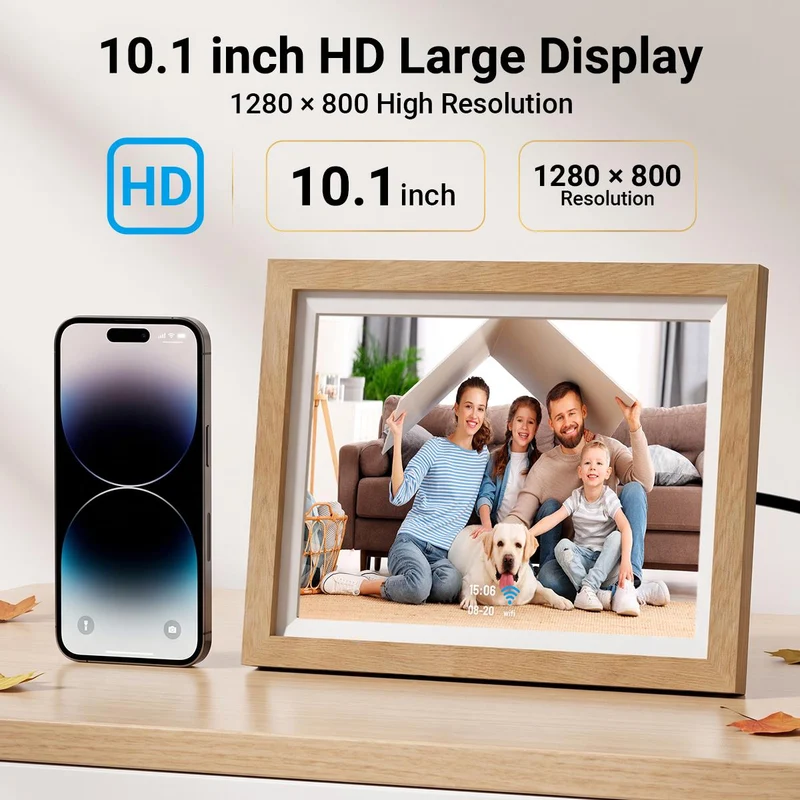 10-Inch WiFi Digital Photo Frame, HD IPS Touch Screen, App-Controlled Smart Picture Frame, Instant Wireless Photo & Video Sharing, Perfect Gift for Family