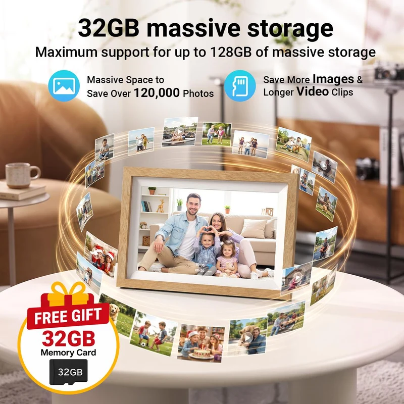 10-Inch WiFi Digital Photo Frame, HD IPS Touch Screen, App-Controlled Smart Picture Frame, Instant Wireless Photo & Video Sharing, Perfect Gift for Family