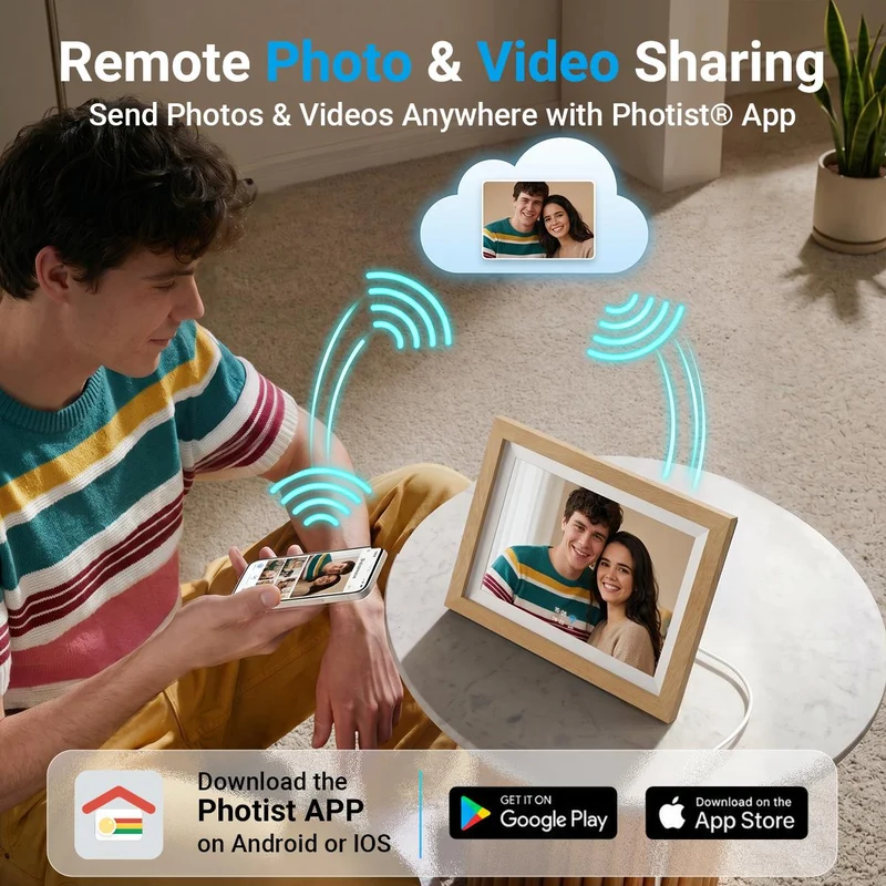 10-Inch WiFi Digital Photo Frame, HD IPS Touch Screen, App-Controlled Smart Picture Frame, Instant Wireless Photo & Video Sharing, Perfect Gift for Family