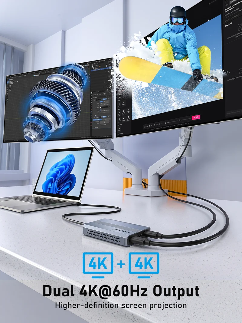 Lemorele TCA520A USB-C AR Glasses Dock with Dual Type-C Output & 100W PD