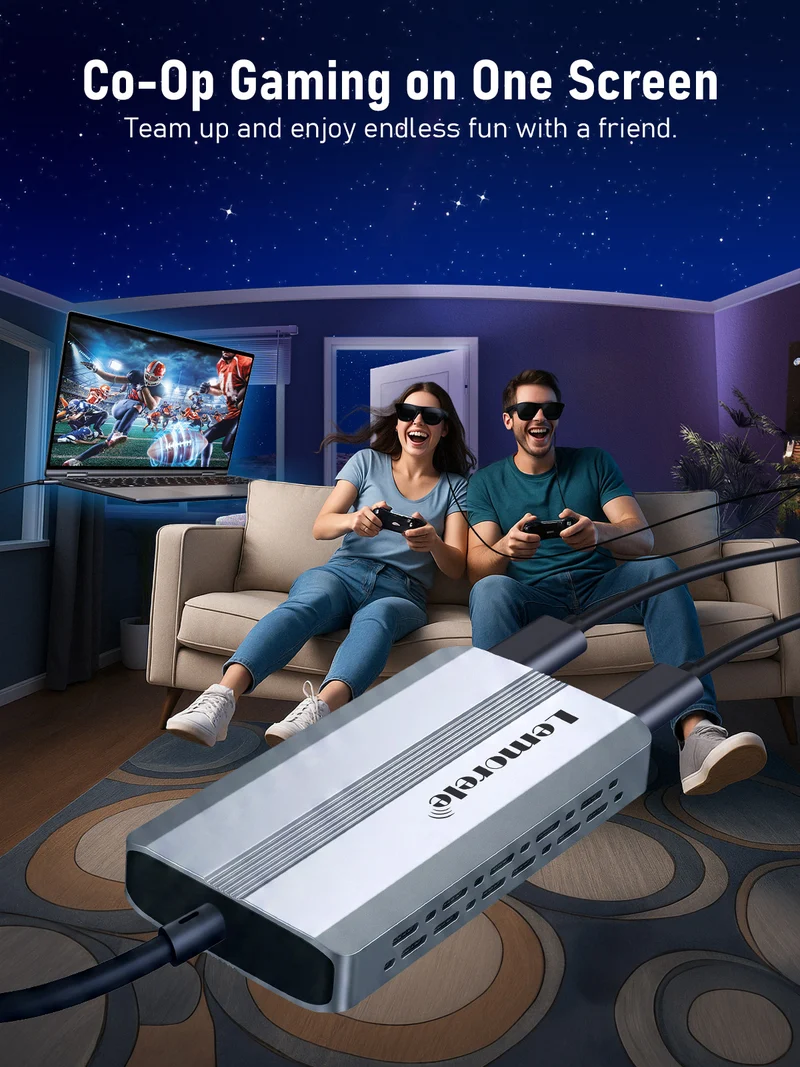 Lemorele TCA520A USB-C AR Glasses Dock with Dual Type-C Output & 100W PD