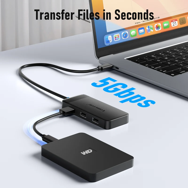 Lemorele TC122 USB-C 6-in-1 Docking Station with Dual HDMI & 100W PD