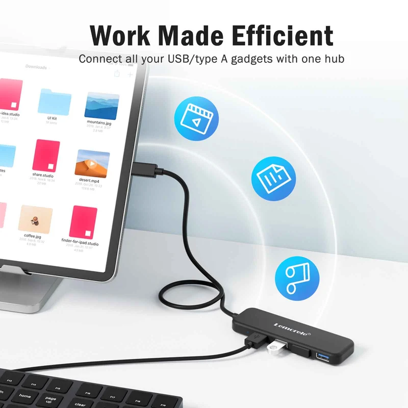 Lemorele TC41 USB-C 4-in-1 Hub with 4× USB 3.0 Ports