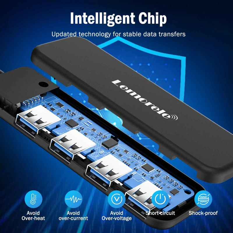 Lemorele TC41 USB-C 4-in-1 Hub with 4× USB 3.0 Ports
