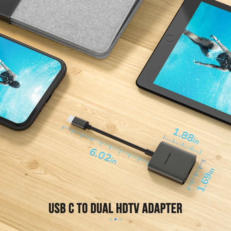 LEMORELE™ TC21L | USB C to Dual HDMI Adapter