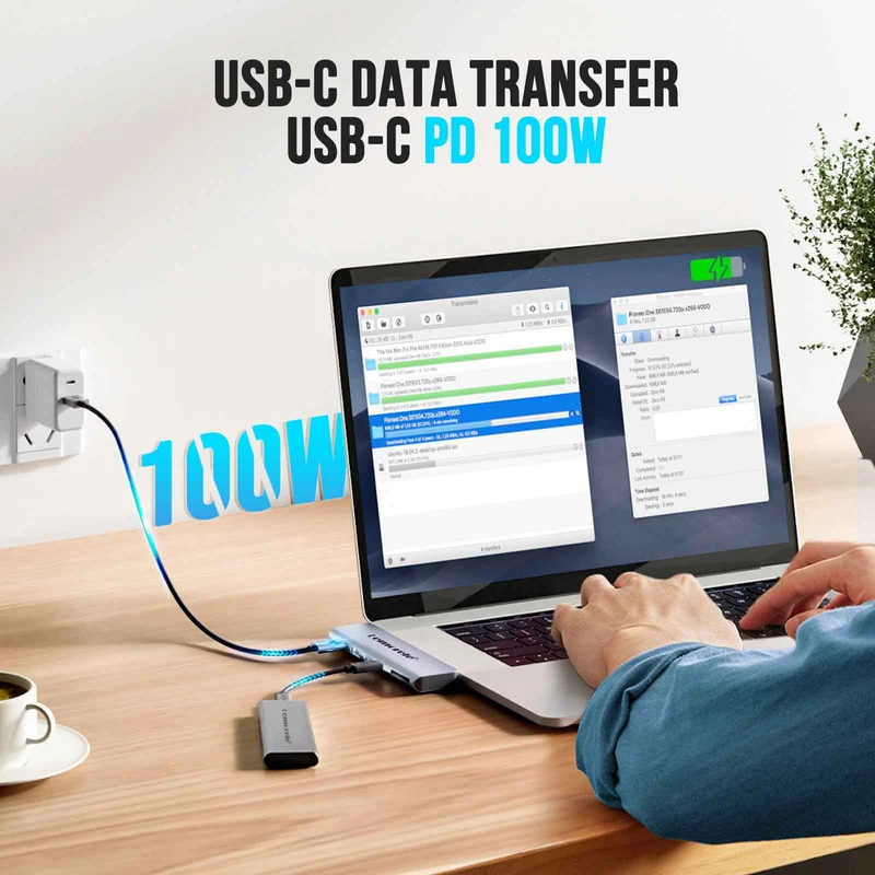 Lemorele TC14L USB-C 7-in-2 Hub – 4K HDMI, PD Charging, Multi-Device Connectivity