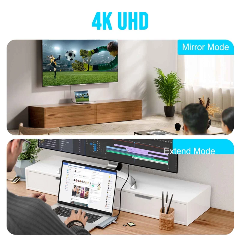 Lemorele TC14L USB-C 7-in-2 Hub – 4K HDMI, PD Charging, Multi-Device Connectivity
