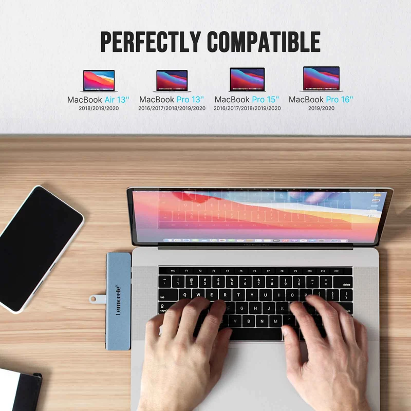 Lemorele TC14L USB-C 7-in-2 Hub – 4K HDMI, PD Charging, Multi-Device Connectivity