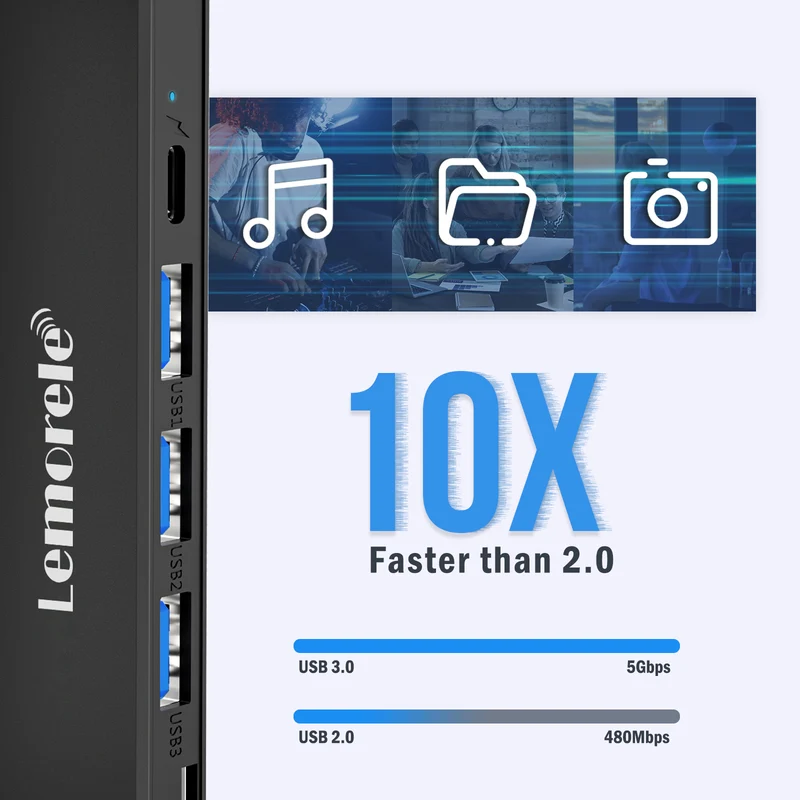 Lemorele TC90 USB-C 7-in-1 Hub with 100W PD and 4K HDMI