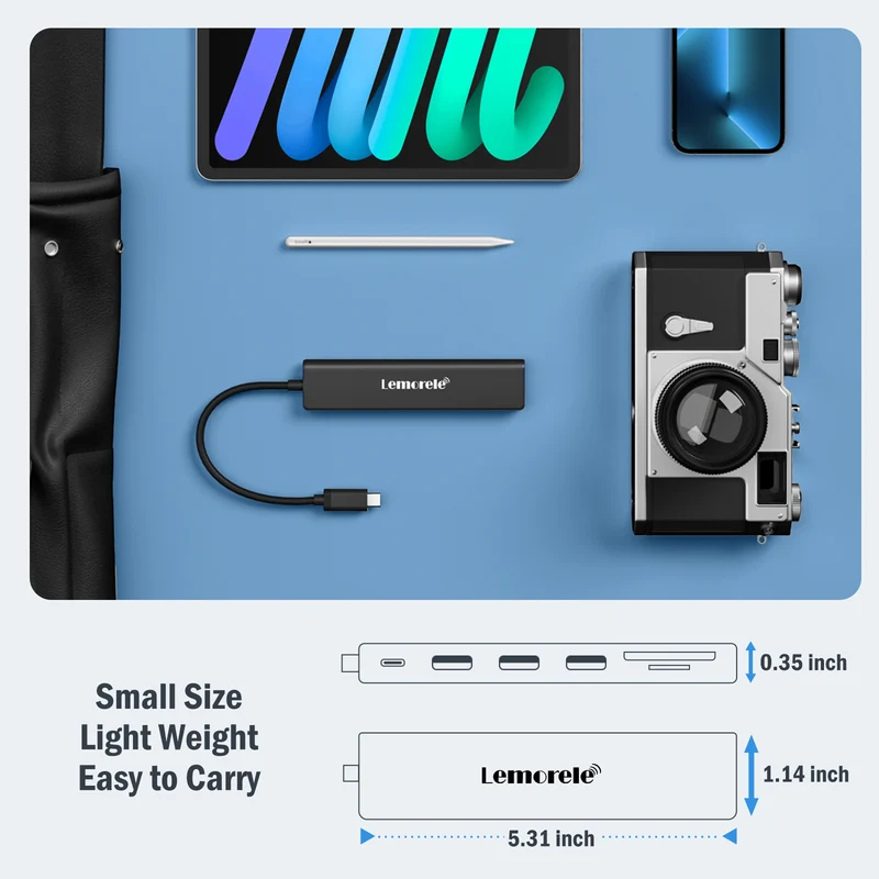 Lemorele TC90 USB-C 7-in-1 Hub with 100W PD and 4K HDMI