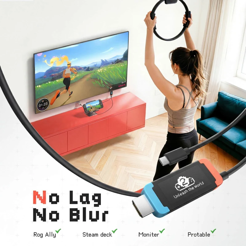 Lemorele USB-C to HDMI Cable Compatible with Switch 2, 4K@60Hz HDR, 100W PD Fast Charging