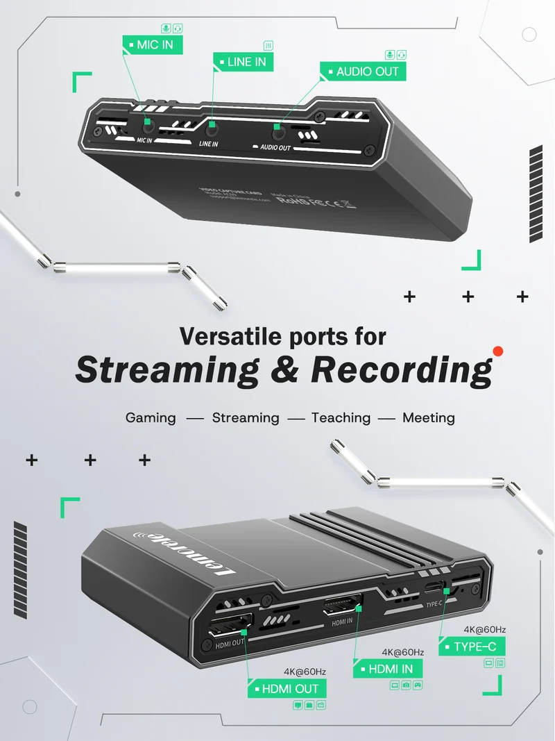 Lemorele AC09 HDMI to USB Capture Card for OBS Streaming & Recording