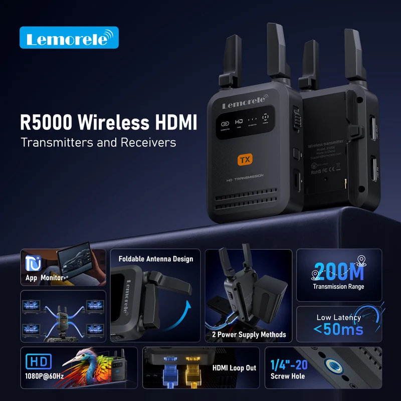 Lemorele R5000 200m Wireless HDMI Transmitter 1TX to 4RX Kit
