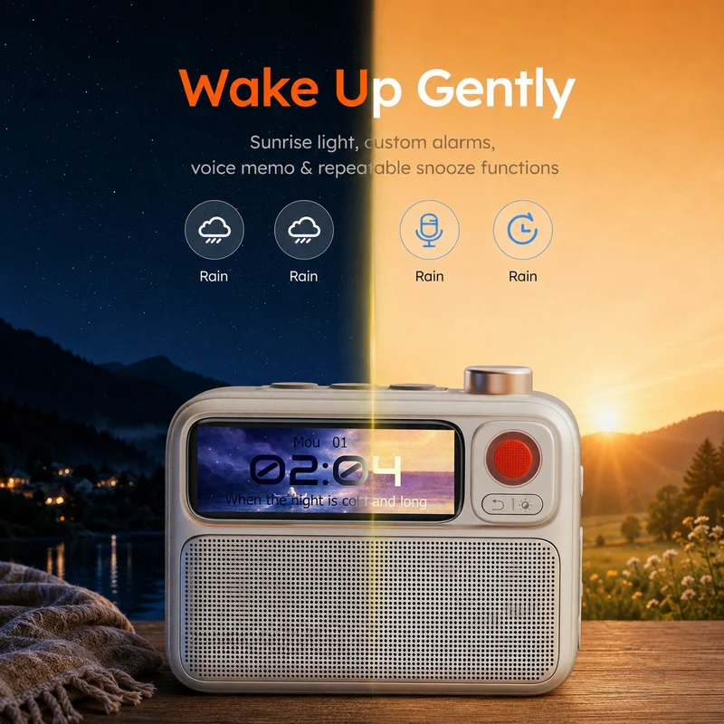 Divoom FlowToo Premium Bedside Speaker & Smart Sleep Clock