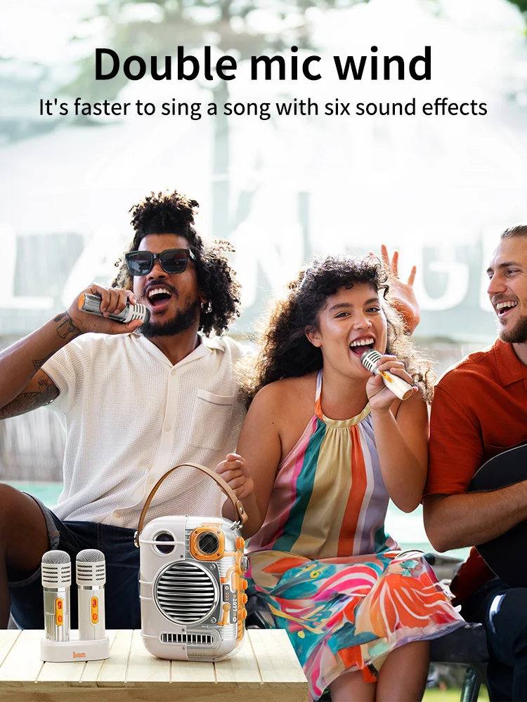 Divoom Spark-Pro Portable Bluetooth Karaoke Speaker with Dual Wireless Microphones