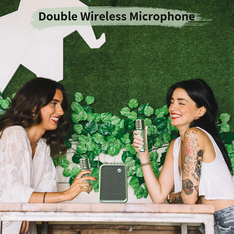 Divoom Songbird-HQ Portable Karaoke Bluetooth Speaker with Dual Wireless Microphones