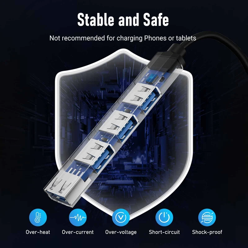 Lemorele TC53 USB-A 4-in-1 Hub with USB 3.0 and 3×USB 2.0 Ports