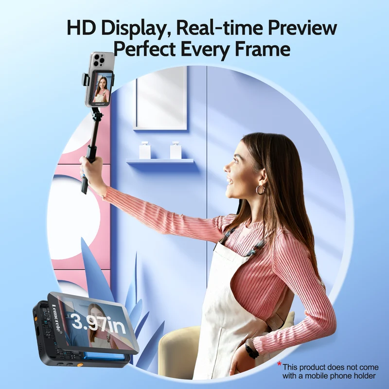 Lemorele R600 Magnetic Selfie Display with Bluetooth Zoom & HD Screen