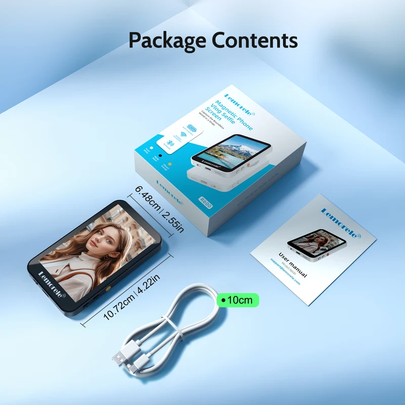 Lemorele R600 Magnetic Selfie Display with Bluetooth Zoom & HD Screen
